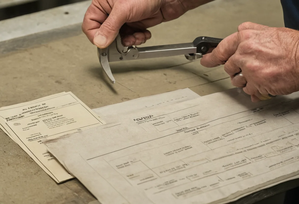 Editor cross-checking a commercial finish sample against test documentation